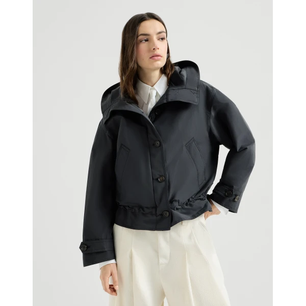 Brunello Cucinelli Taffeta outerwear jacket with monili in Blue