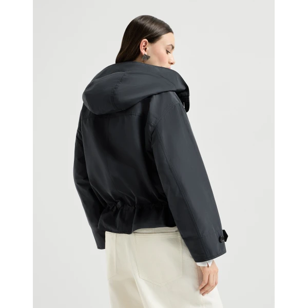 Brunello Cucinelli Taffeta outerwear jacket with monili in Blue