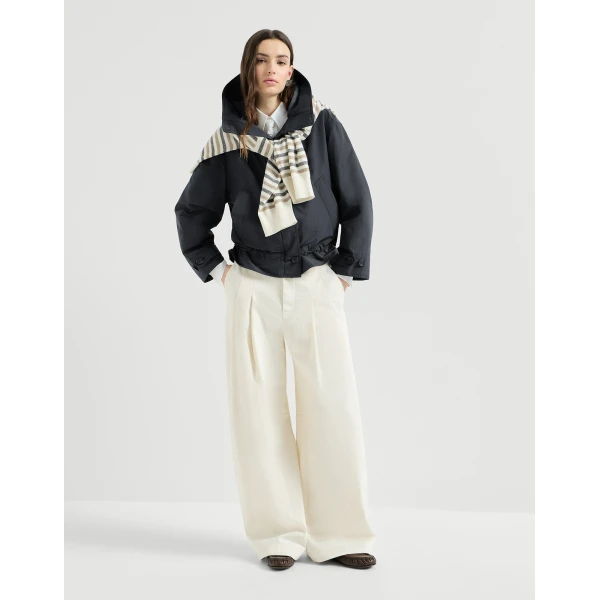 Brunello Cucinelli Taffeta outerwear jacket with monili in Blue