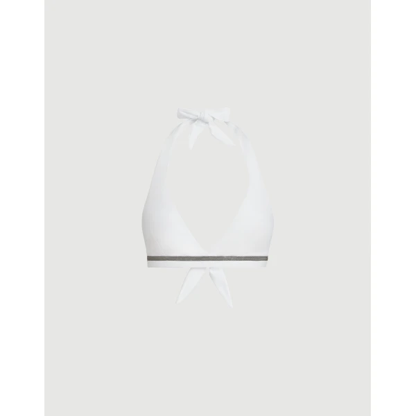 Techno jersey bikini top with monili in White - Image 2