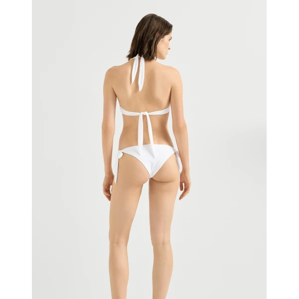 Techno jersey bikini top with monili in White - Image 3