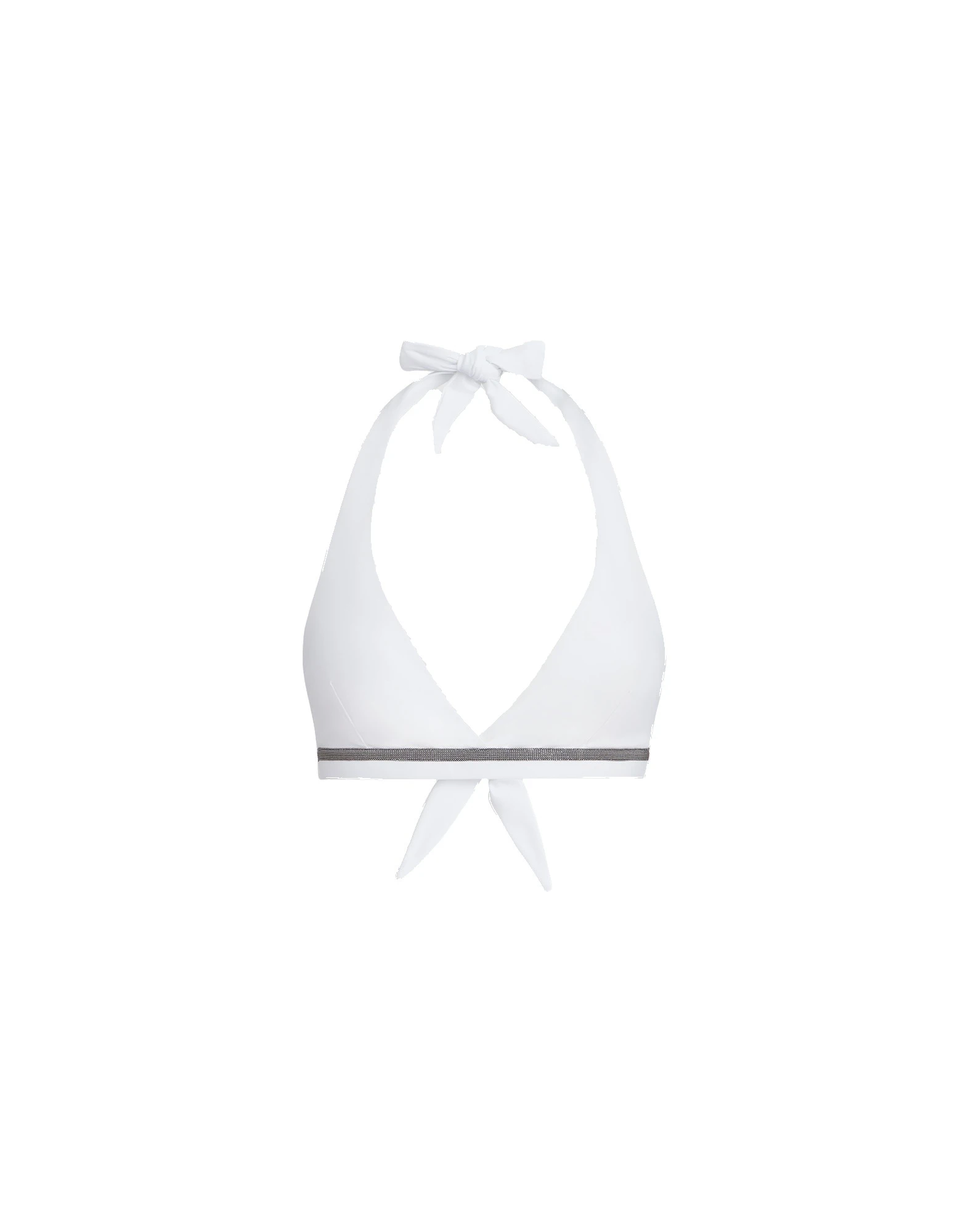 Brunello Cucinelli Techno jersey bikini top with monili in White | Buy Beachwear at Coveti Brunello Cucinelli Techno jersey bikini top with monili in White