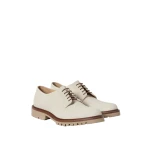 Brunello Cucinelli Textured suede Derbys in Milk | Derby shoes | Coveti