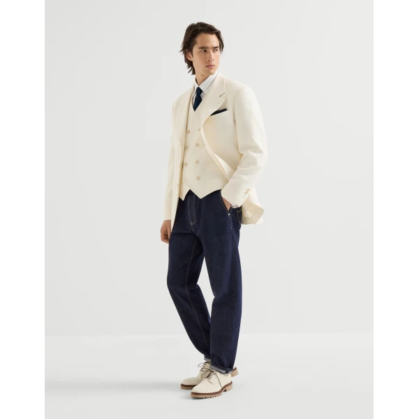 Brunello Cucinelli Textured suede Derbys in Milk, view 4 | Derby shoes | Coveti