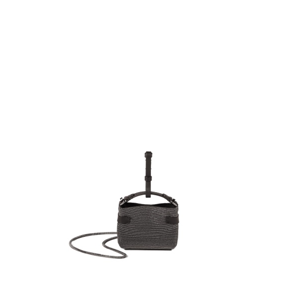 Brunello Cucinelli Top-Handle Essence micro bag in Anthracite