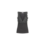 Brunello Cucinelli Top with dazzling lace embroidery in Lead