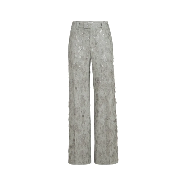 Trousers with dazzling lynx embroidery in Grey