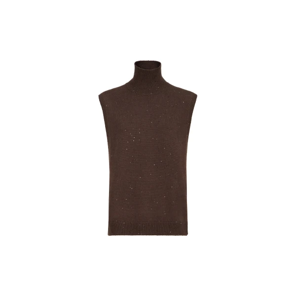 Turtleneck sweater vest in Brown