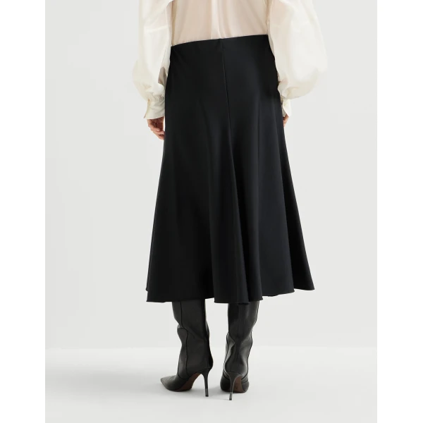 Brunello Cucinelli Twill Flute skirt in Black, view 3 | Skirts | Coveti