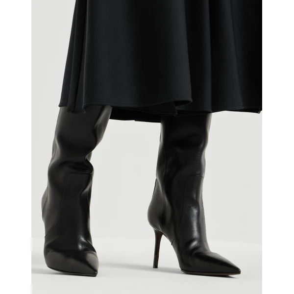 Brunello Cucinelli Twill Flute skirt in Black, view 4 | Skirts | Coveti