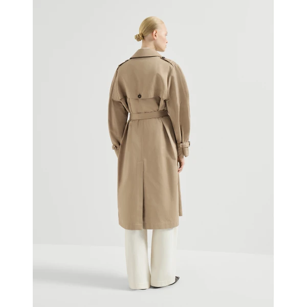 Twill trench with monili in Camel - Image 3