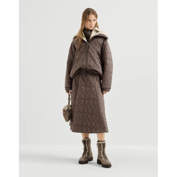 Brunello Cucinelli Vanisé high-neck sweater with half-zip in Beige, view 6 | Sweaters | Coveti