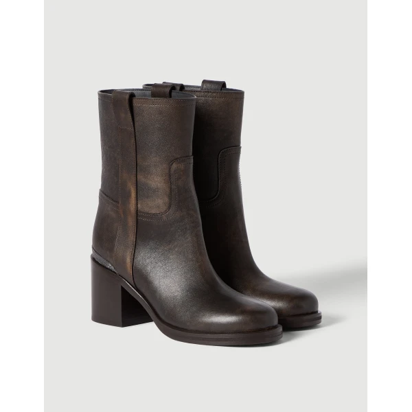 Vintage leather ankle boots in Rust Brown - Image 2