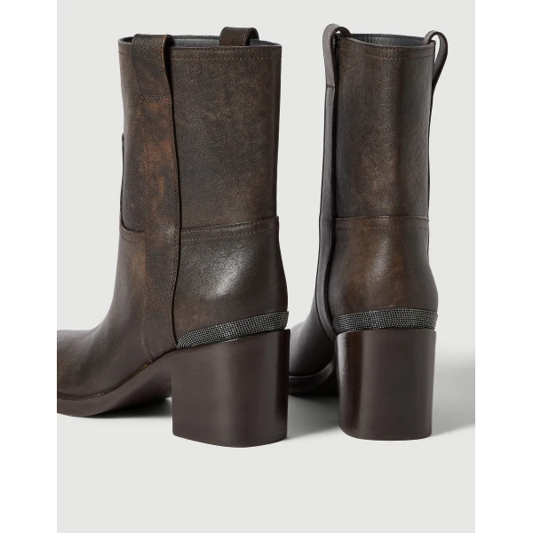 Vintage leather ankle boots in Rust Brown - Image 4