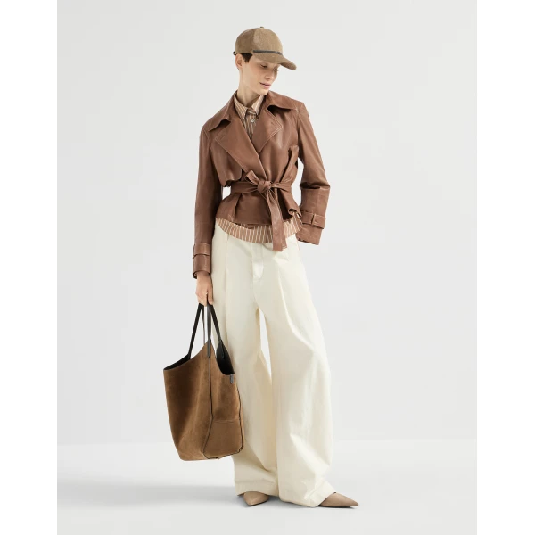 Vintage nappa Crop trenchcoat in Brown - Image 6