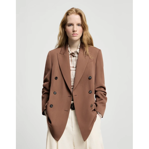 Brunello Cucinelli Virgin wool tricotine blazer in Dattero
