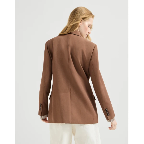 Brunello Cucinelli Virgin wool tricotine blazer in Dattero