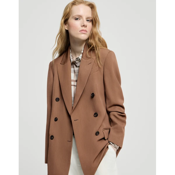 Brunello Cucinelli Virgin wool tricotine blazer in Dattero