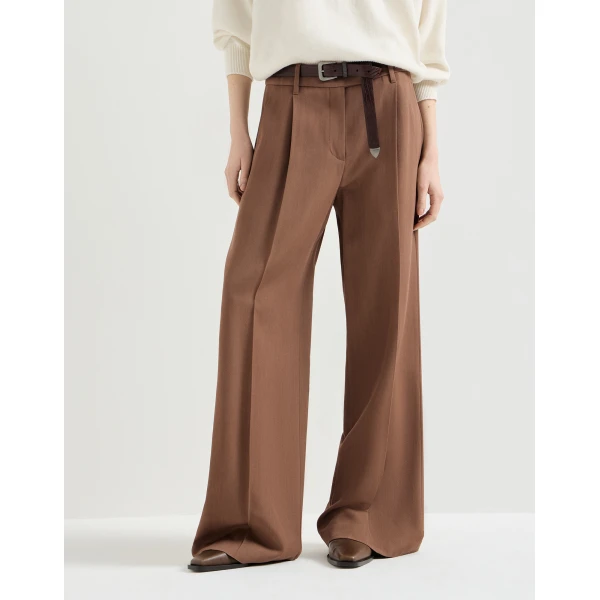Brunello Cucinelli Virgin wool tricotine trousers in Dattero