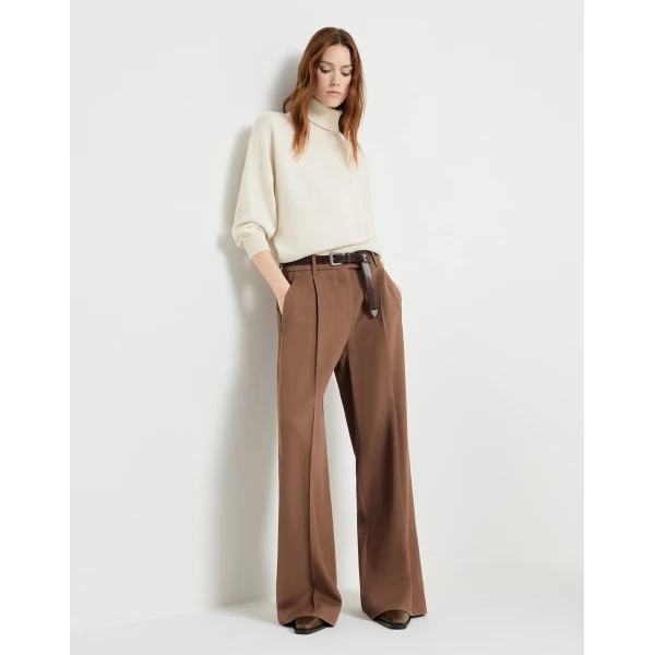 Brunello Cucinelli Virgin wool tricotine trousers in Dattero