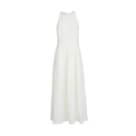 Brunello Cucinelli Viscose and linen fluid twill dress in White