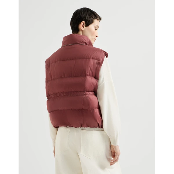 Brunello Cucinelli Water-resistant down vest in Ruby