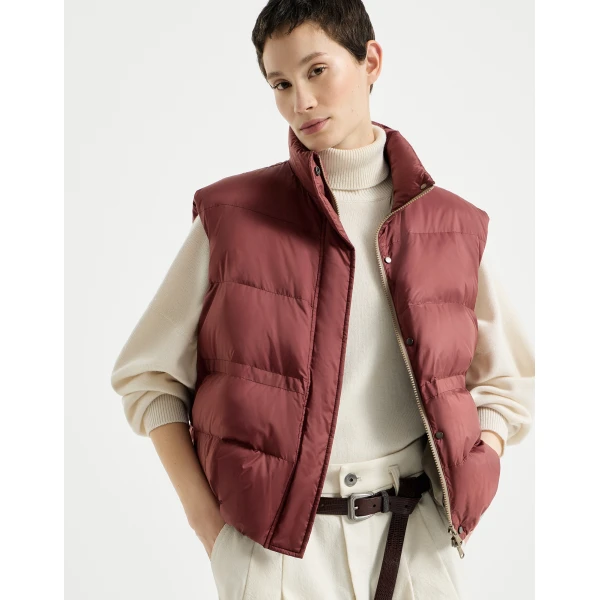 Brunello Cucinelli Water-resistant down vest in Ruby