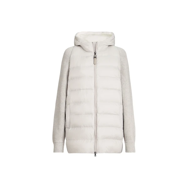 Water-resistant nylon down jacket in Light Grey