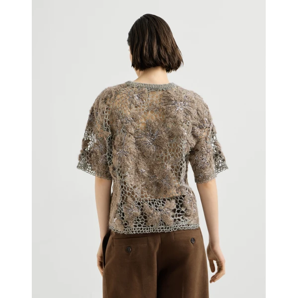 Whispering Bloom Embroidery T-shirt in Pine Cone Brown - Image 3