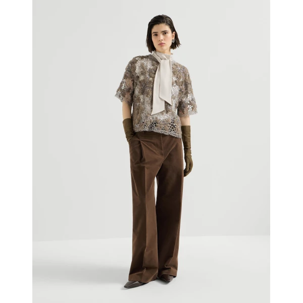 Whispering Bloom Embroidery T-shirt in Pine Cone Brown - Image 6