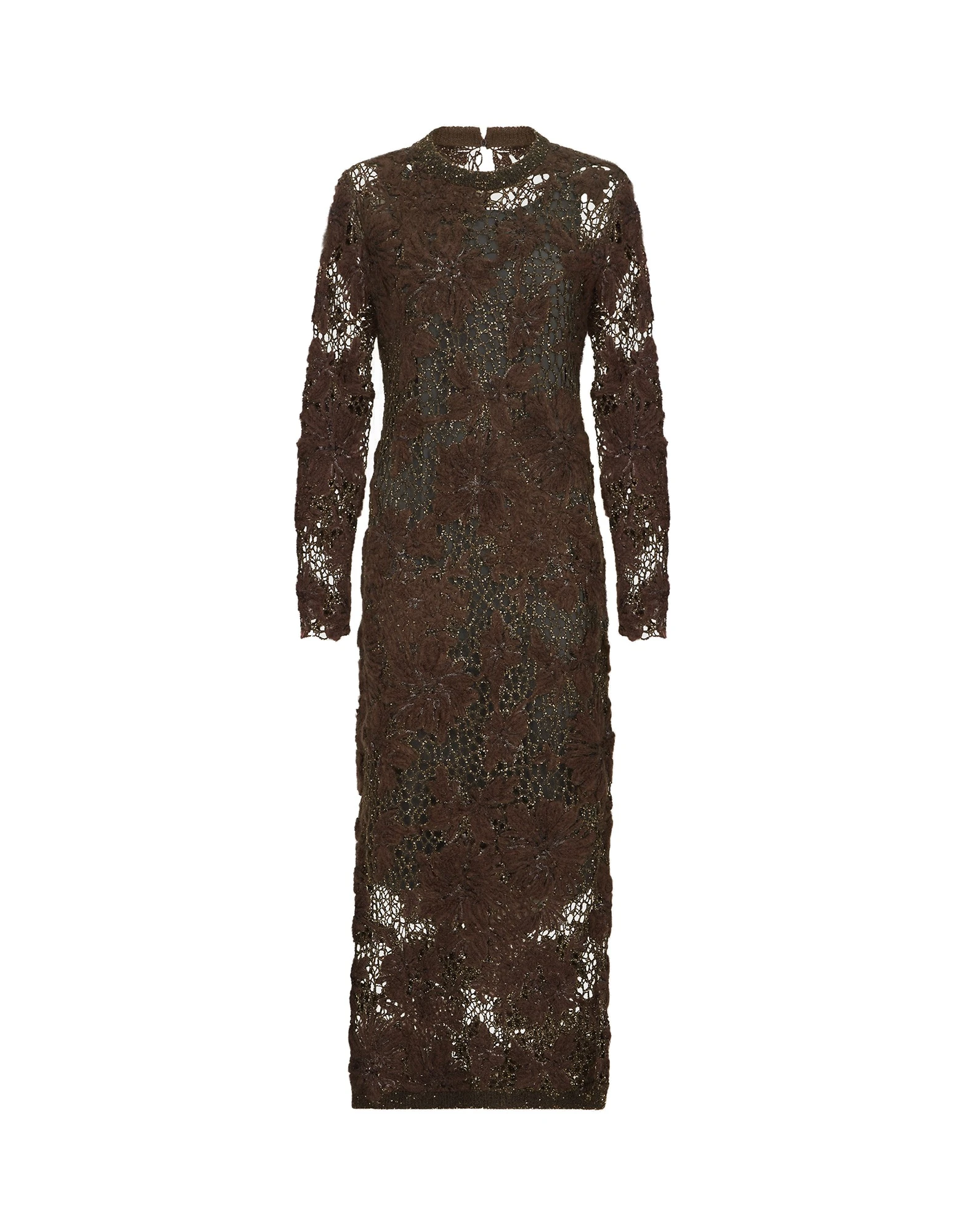 Brunello Cucinelli Whispering bloom embroidery dress in Brown | Buy Dresses at Coveti Brunello Cucinelli Whispering bloom embroidery dress in Brown
