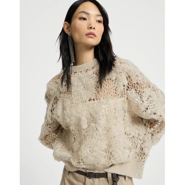 Whispering bloom embroidery sweater in Sand - Image 5
