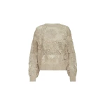 Brunello Cucinelli Whispering bloom embroidery sweater in Sand