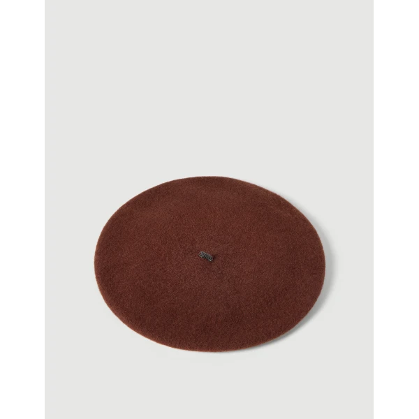 Brunello Cucinelli Wool beret in Ruby, view 3 | Hats | Coveti