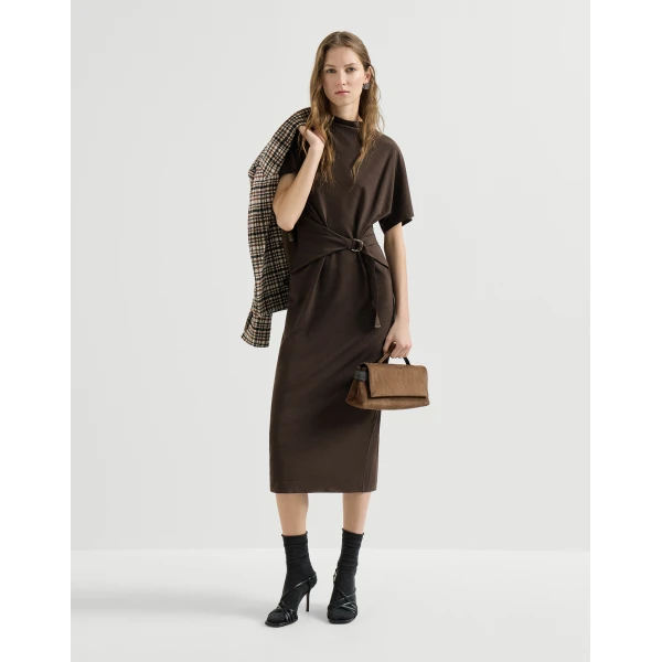 Brunello Cucinelli Wrap belt dress in Coffee