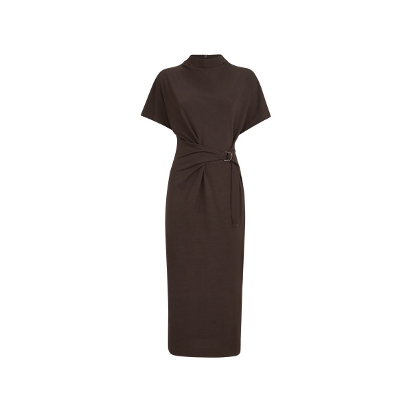 Brunello Cucinelli Wrap belt dress in Coffee