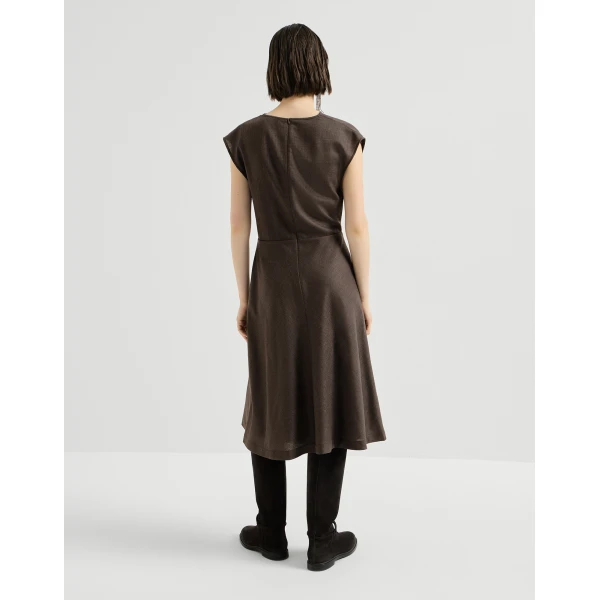 Brunello Cucinelli Wrap-effect dress in Pine Cone Brown