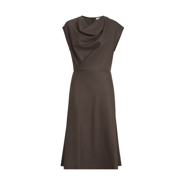 Brunello Cucinelli Wrap-effect dress in Pine Cone Brown