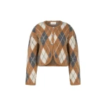 By Malina Aislinn Cardigan in Camel Argyle Checks | Cardigan | Coveti