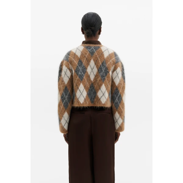 By Malina Aislinn Cardigan in Camel Argyle Checks | Cardigan | Coveti