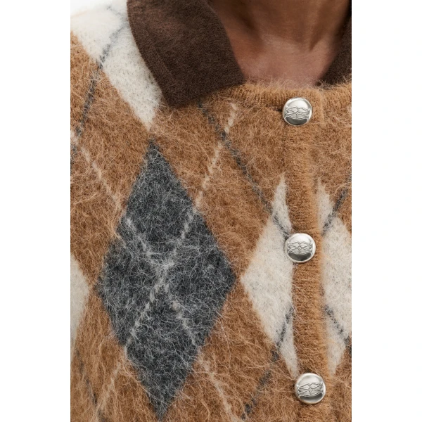 By Malina Aislinn Cardigan in Camel Argyle Checks | Cardigan | Coveti
