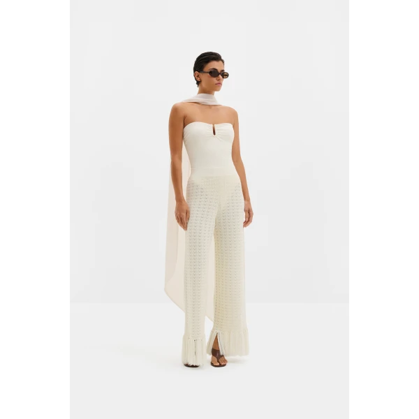 By Malina Alycia Pants in White | Wide leg pants | Coveti
