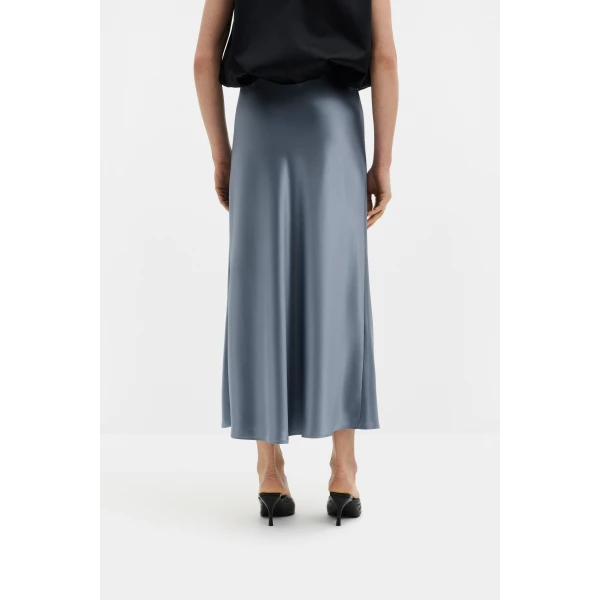 By Malina Aubree Midi Skirt in Steel Blue | Midi Skirts | Coveti