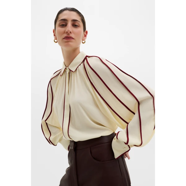 By Malina Bea Blouse in Pearl | Blouse | Coveti