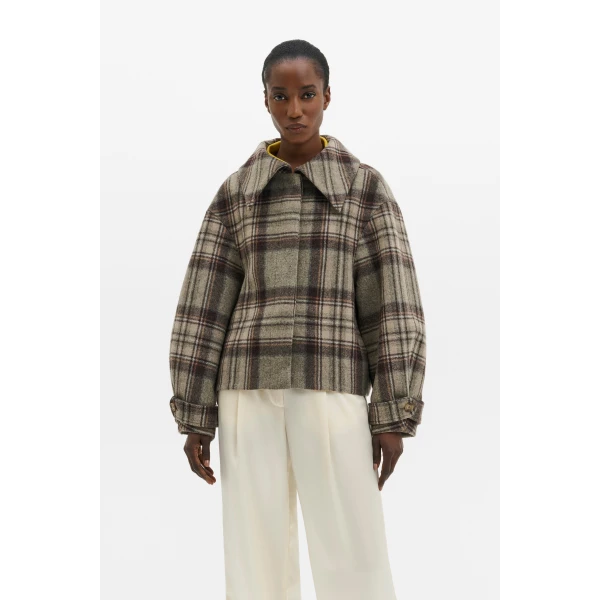 By Malina Callie Jacket in Steel Checks | Jackets | Coveti