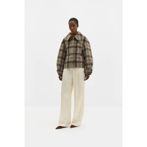 By Malina Callie Jacket in Steel Checks | Jackets | Coveti