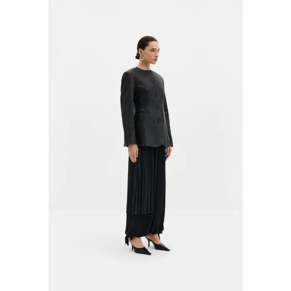By Malina Carol Leather Blazer in Black | Leather Jackets | Coveti