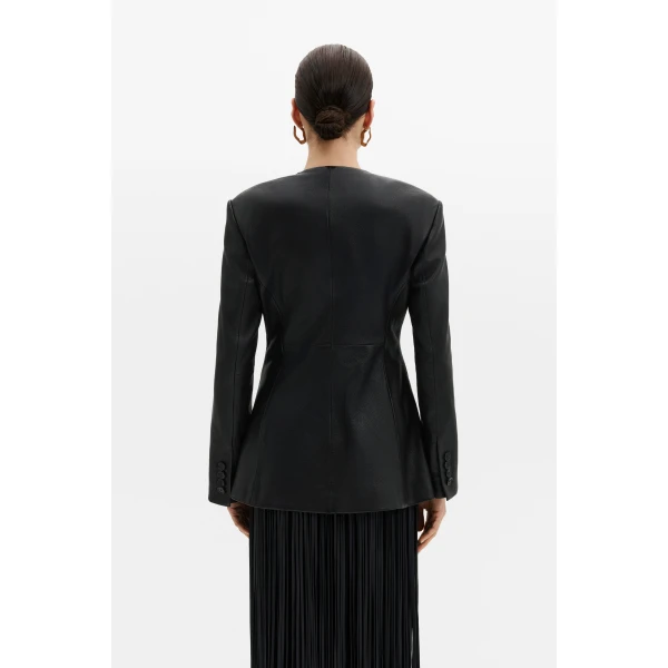 By Malina Carol Leather Blazer in Black | Leather Jackets | Coveti