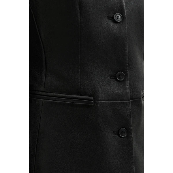 By Malina Carol Leather Blazer in Black | Leather Jackets | Coveti