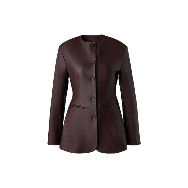 Carol Leather Blazer in Burgundy